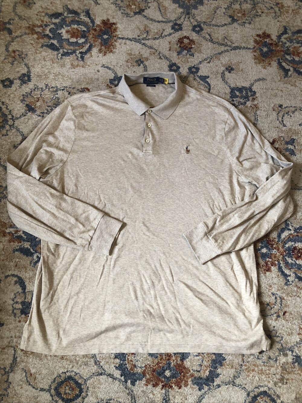 Polo Ralph Lauren Men's XXL Classic Fit Cotton Dune Tan Long Sleeve Flesh Pony
